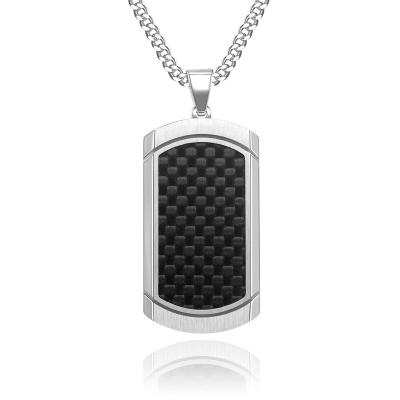 China FASHIONABLE 316 Stainless Steel Boys Dog Tags Necklace Mens Stylish Carbon Fiber Jewelry for sale