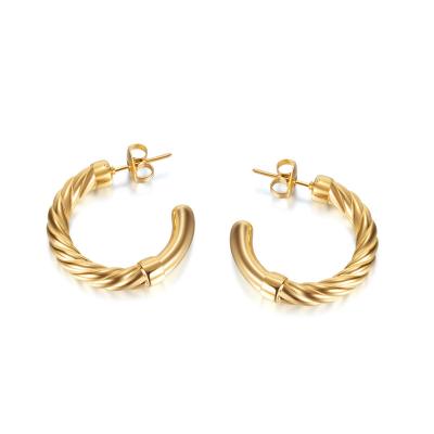 China Fashion TRENDY Women's Circle Earrings Elegent 316 Stainless Steel Girls 18k Gold Plated Jewelry for sale