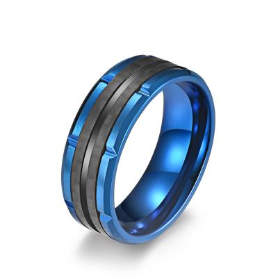 China CLASSIC 316 Stainless Steel Jewelry Elegant Men's Cocktail Ring Carbon Fiber Wdding Band for sale