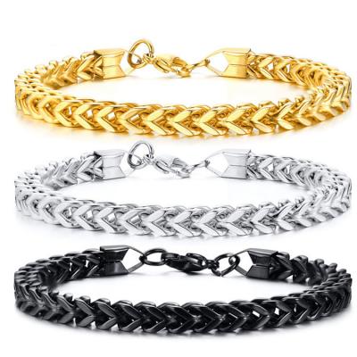 China Trendy Fashion 316 Stainless Steel Link Chain Bracelet For Men Designs Boys Stylish 18k Gold Plated Chain And Mirror Polishing Surface for sale