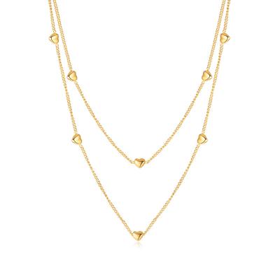 China FASHIONABLE Element Womens 316 Stainless Steel Heart Chain Necklace Real Multilayer IP 18K Gold Plated for sale