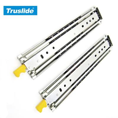 China Substitute for Accuride C9308 Custom 76mm 3 fold heavy duty telescopic channel ball bearing drawer slides locking rails for sale