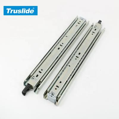 China 3 Fold+Full Extension 50mm Soft Narrow Full Height Extension Ball Bearing Slide For Drawer With Locking for sale