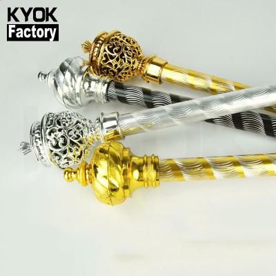 China 2021 Cheap Single Brass Curtain Rods Aluminum Alloy Curtain Rods Bracket High Quality Columnar Single Curtain Easy KYOK Chrome Rod Set for sale