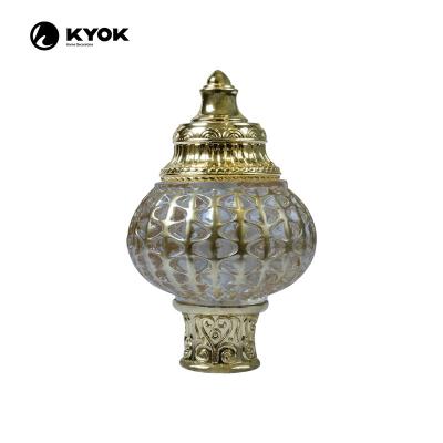 China KYOK Lightweight Roof Iron Rattan Pattern Metal Curtain Finials And Brackets for sale