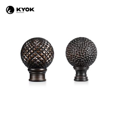 China New KYOK Coffee Color Resin Finials Supplier Resin Curtain Occasional Rod Finals Slider Curtain Rod Accessories for sale