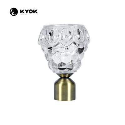 China KYOK Brass Curtain Pole Crystal Glass Endings Curtain Rod Home Improvement Casual Accessories for sale