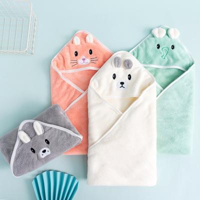 China Hood Bath Swaddle Blankets Warm Newborn Child Safe Winter Sleeping Cotton Blanket Yellow Animal Bag Kids Knit Hooded Baby Muslin Towel for sale