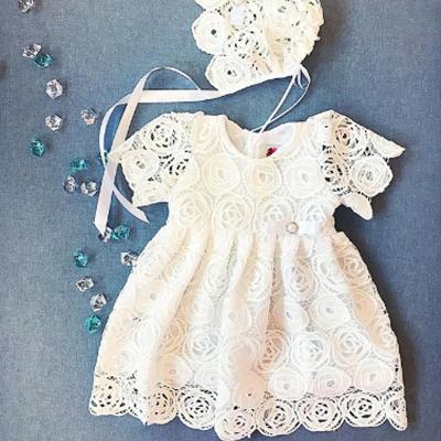 China Anti-wrinkle Girl Dresses Summer White Newborn Baby Boy Girls Lace Up Winter Newborn Princess Baby Dress Baptism 9 Months Flower Babies for sale