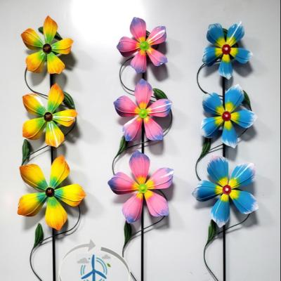 China Custom Metal Plant Gardening Supplies Garden Decoration Metal Windmill Outdoor Garden Stake for sale