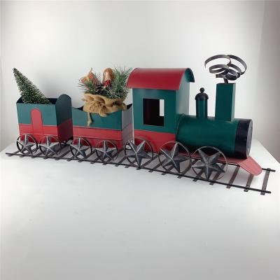 China High Quality Custom Iron Factory Christmas Decor Metal Christmas Train Model With LED Lights for sale