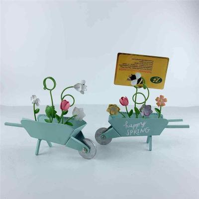 China Factory Destop Supply Ornaments Creative Design Trolley Business Card Display Tricycle Rack 15*8*15cm for sale