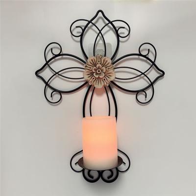 China Wholesale Home Bedroom Decorations Living Room Decoration Wall Hanging Custom Metal LED Candle Holder for sale