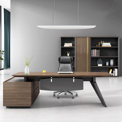 China High Quality Modern Office Furniture Table Modern Design Company Administrator Melamine Boss Desk With Side Cabinet for sale