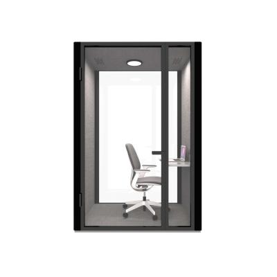 China Durable High Quality Steel Commercial Phone Pods Office Furniture Black Color Metal Frame Sound Absorption Working Booth for sale