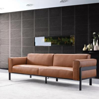 China Latest New Design Modern Office Sofa Metal Frame Leather Living Room Sofa Sets for sale