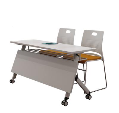 China Foldable Modern Fashionable School Executive Desk Foldable Conference Training Meeting Table Wooden Top Desk For Sale for sale