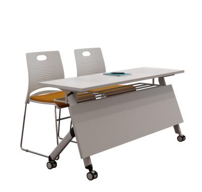 China Hot Selling Top Foldable Training Folding Table Mobile Training Table with Modesty Front Panels with Shelf with Casters Maiden Tabl for sale