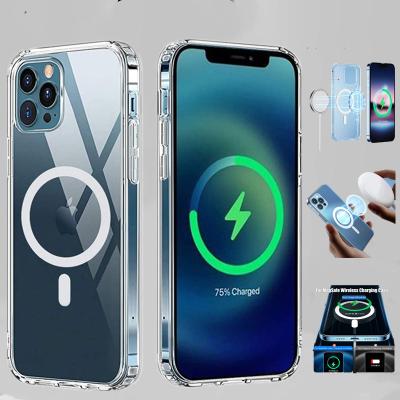 China Original Shockproof For Magsafe Magnetic Wireless Charging Phone Case For iPhone 13 12 11 pro XS Max Mini XR X Clear Shockproof Cover for sale