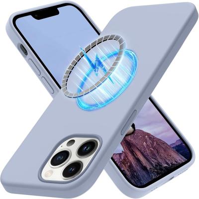 China Shockproof Liquid Silicone For Magsafe Magnetic Phone Case For iPhone 13 11 12 Pro XS Max X XR 8 Plus SE Mini Wireless Charging Back Cover for sale