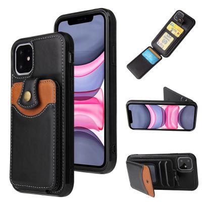 China With Stand Wallet Stand Leather Phone Case For iPhone 13 12 11 pro Max XS XR SE2022 678P Business PU Bottom Flip Card Slot Mobile Cover for sale