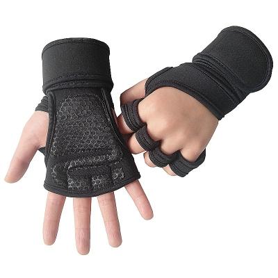 China Adjustable Fitness Wrist Support Weightlifting Gym Half-Finger Fingerless Anti-Skid Breathable Gloves for sale