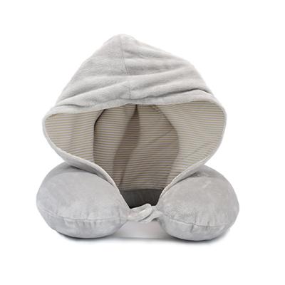 China Newest Fashion Airplane Travel Sleep Memory Anti Dust Mite Foam U Shape Hooded Neck Pillow for sale