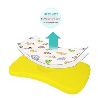 China Anti Magnetic Flat Headset Positioning Infant Sleep Pillow Memory Foam Baby Head Shaping Baby Pillow With Organic Cotton Cover for sale