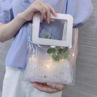 China New Style Shock Resistance Fashion Transparent PVC Shopping Bag Holographic Gift Bag Jelly Tote Bag Custom Tpu Clear for sale