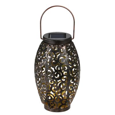 China Garden Amazon Best Seller Led Garden Solar Light Lamp Outdoor Light Rusty Lantern For Home Decor Metal Iron for sale