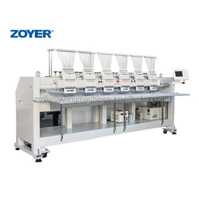 China Garment Shops ZY-EM1206F Zoyer Embroidery Sewing Machine 6heads 12needles Flat Embroidery Sewing Machine with Double Wheel Sequin Device for sale