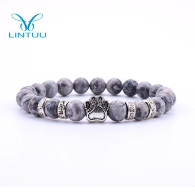 China Office / Hot Selling Natural Stone Quarry Bead Bracelet Jewelry With Alloy Dog Paw for sale