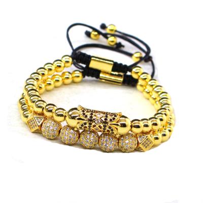 China Fashion Jewelry Mens Beaded Luxury FASHIONABLE Lion Mens Gold Bead Bracelet 2020 Crown Bracelet Men for sale