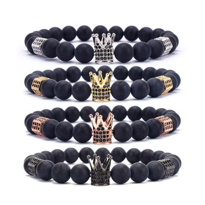 China FASHIONABLE 2022 Good 4 Piece Crown Bracelet Set Black Gold Metal Beads Charm Bracelet for sale