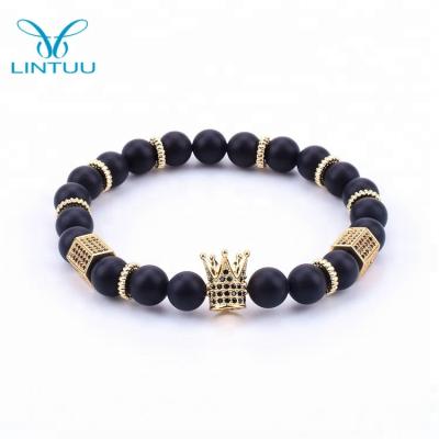 China 2018 New Trendy Trendy Crown Charm Bracelets Men's Natural Stone Beads Bracelet For Women Men Jewelry Accessories for sale