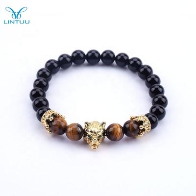 China ALLOY Wholesales New Mens Gold Plated Crown Bracelet Bead For Men Women With Micro Pave Zircon Ball for sale