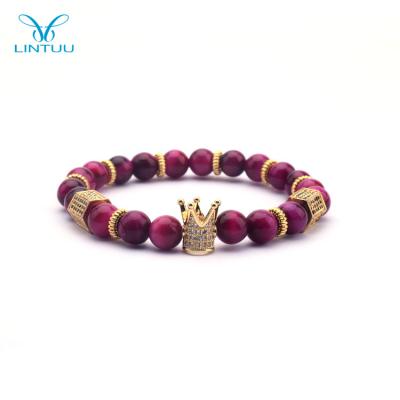 China 2019 ALLOY New Arrival Vintage Stretch Mens S Crown Bracelet “Matte Black Onyx Natural Bracelet for sale