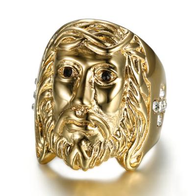 China Vintage Fashion Stainless Steel Jewelry Human Face Ring Mens Womens Ring for sale