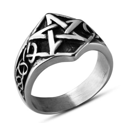 China Vintage Mens Rings Stainless Steel Jewelry Star Pentagon Ring Jewelry for sale