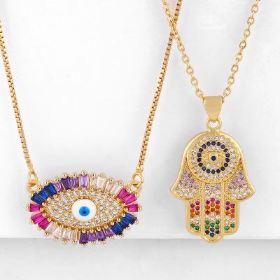 China Vintage Fashion Hand of Fatima Necklace Eye Zircon Necklace for sale