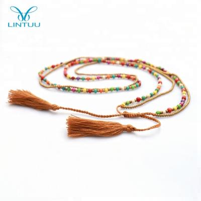 China Fashionable Multicolor Tasseled Ethnic Copper Statement Chunky Agate Prayer Beads Necklace for sale