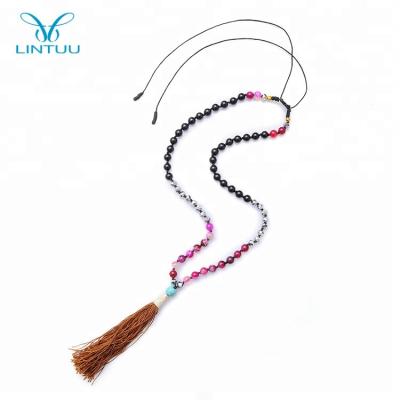 China Bali Match Fashionable Women's Adjustable Agate Tassel Pendant Multicolor Mala Necklace for sale