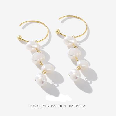 China Fashionable Wholesale Hotsale Jewelry Circle Earrings Jewelry 925 Sterling Silver Gold Plated Pearl Hook Earrings Women for sale