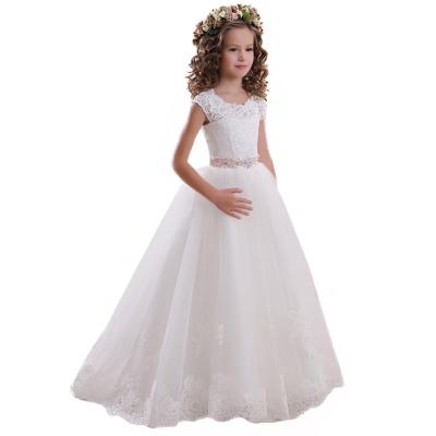 China Breathable 6-year-old flower girl's prom dress wedding dress children's puffy white lace girl's dress for sale