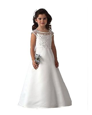 China Breathable European Style Wedding Dress Girl's White Prom Party Dress For Children 2-13 Years Old Dress Long for sale