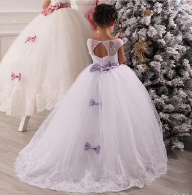 China Girl's Breathable Mesh Dress Children's Stage Performance Dress Fluffy Princess Dress With Open Back And Tail for sale