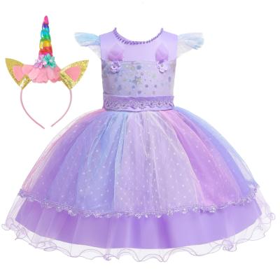 China Breathable Girls Dress Up Costume Fancy Dress Up Christmas Kids Lace Up Pastel Princess Cosplay Rainbow Tutu Birthday Party Dresses Costumes for sale