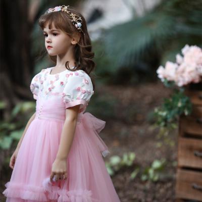 China Korean Girls' Party Performance Evening Dress High-end Wedding Dress Sequin Children's Breathable Clothing for sale