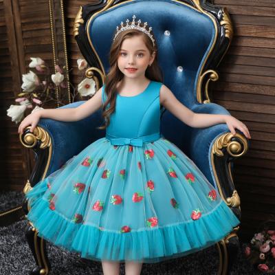 China 10 Years Children's Communion Dress Party Show Performance Breathable Noble Sequined Red Fluffy Dress Girl's Dress for sale