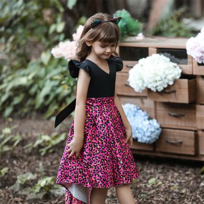 China Breathable Cute Leopard Birthday Dress For Girls Trailing Baby Dresses Party Sleeve Ruffle Dress Girl For 8 Years for sale